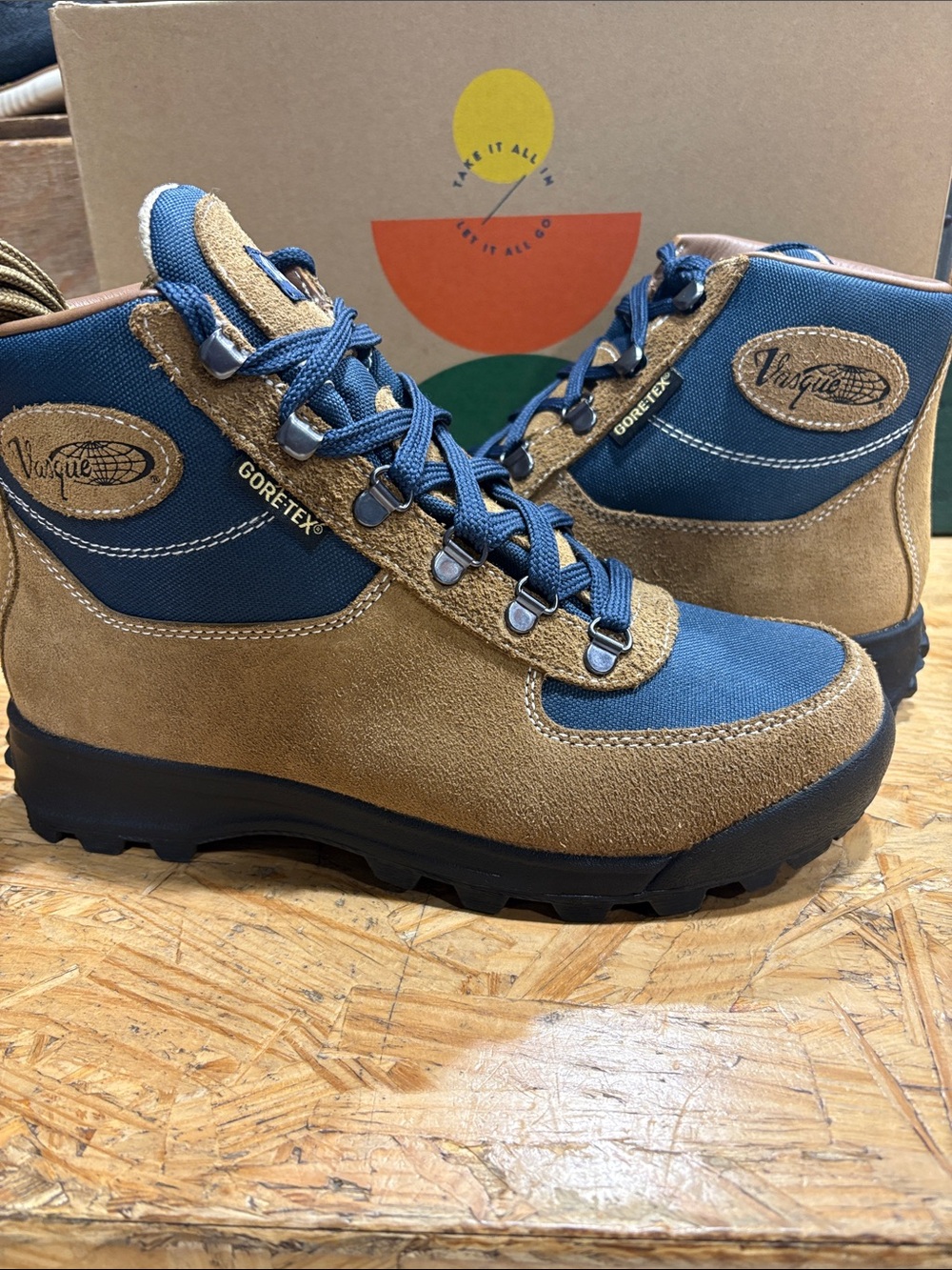 Vasque Brown Suede and Blue Textile Gore-Tex Hiking Boots